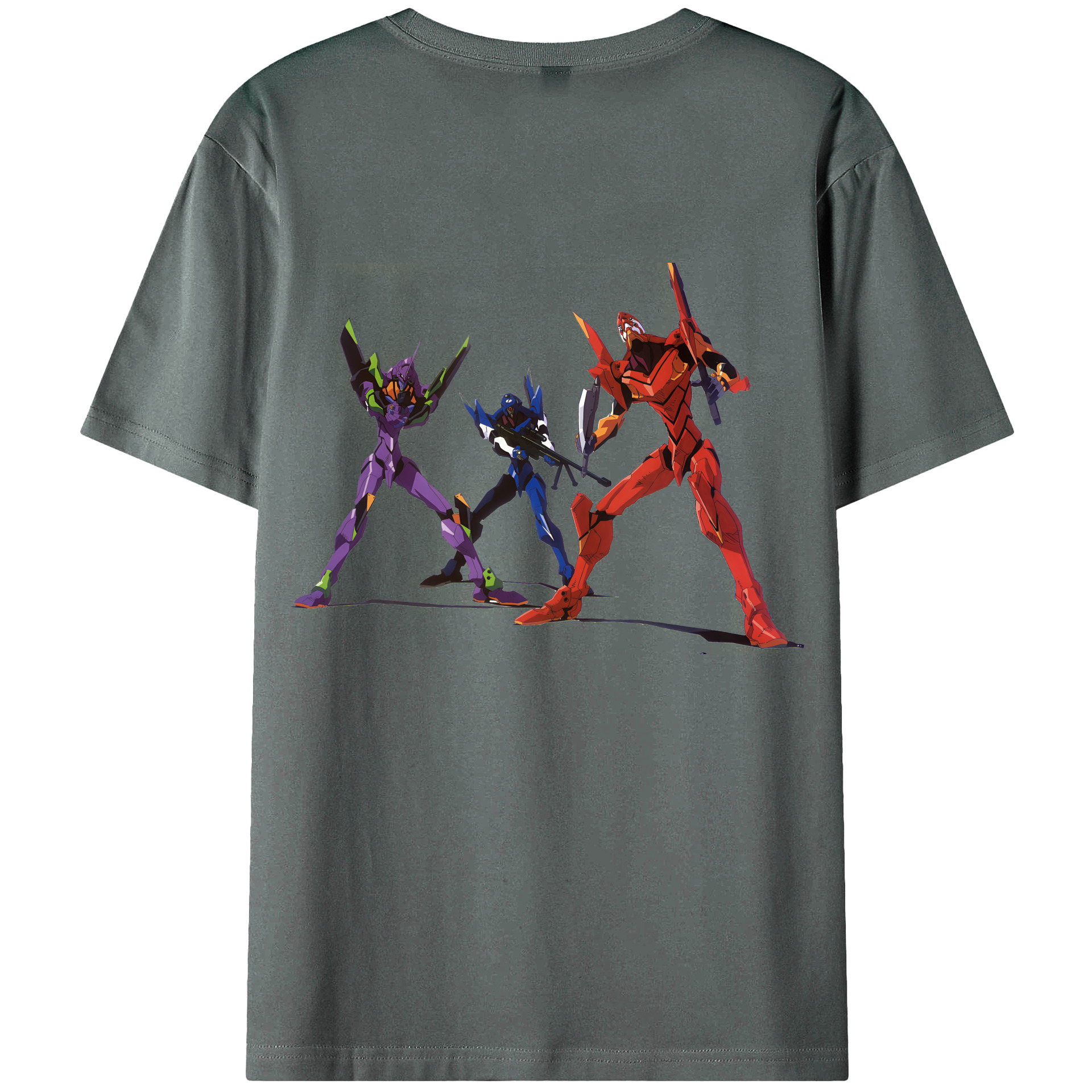 （画像用） EVA 新世紀エヴァンゲリオン 綿100％ メンズ半袖Tシャツ（バックプリント） 通気性